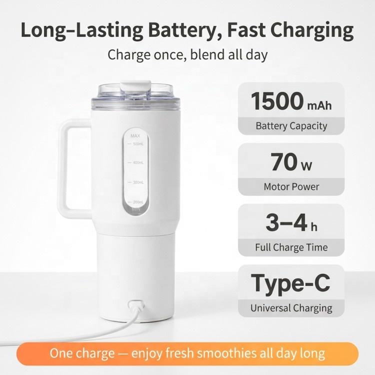 Vaso Mezclador - Batería 1500mAh carga rápida